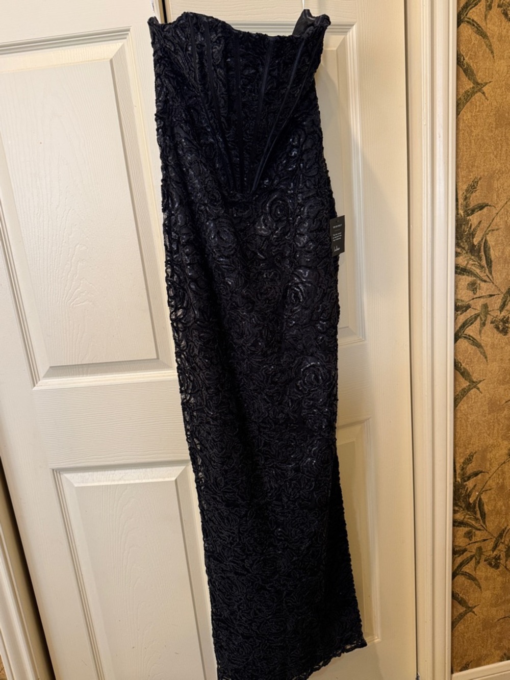 Lulu's Black Shimmery corset strapless Dress